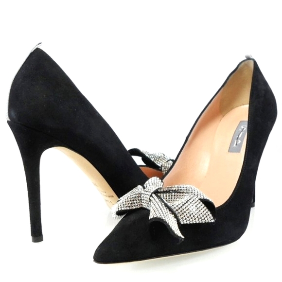 NIB$545 SJP by Sarah Jessica Parker Crystal-Embellished Bow Suede Pumps 38.5 8 - Picture 8 of 15
